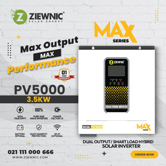 ZIEWNIC SOLAR HYBRID INVERTER DUAL MAX (3.5KW) PV5000 5 Year Warranty