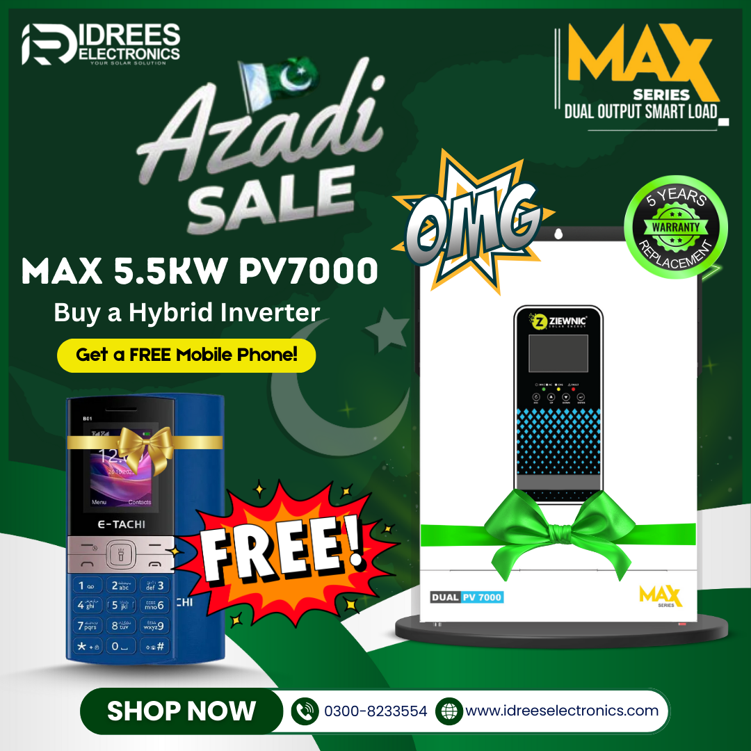ZIEWNIC  SOLAR HYBRID INVERTER MAX (5.5 KW) PV7000  5 Year Warranty