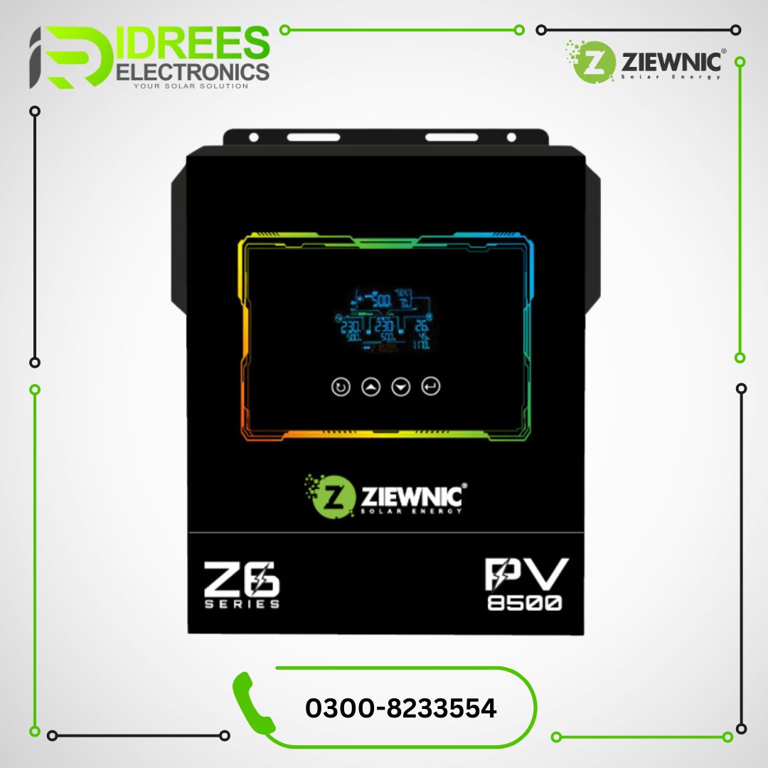 Ziewnic Z6 Series ON GRID WITH ENERGY STORAGE HYBRID 7.0 (KVA) 6G EUROPEAN - PV 8500 - Idrees Electronics