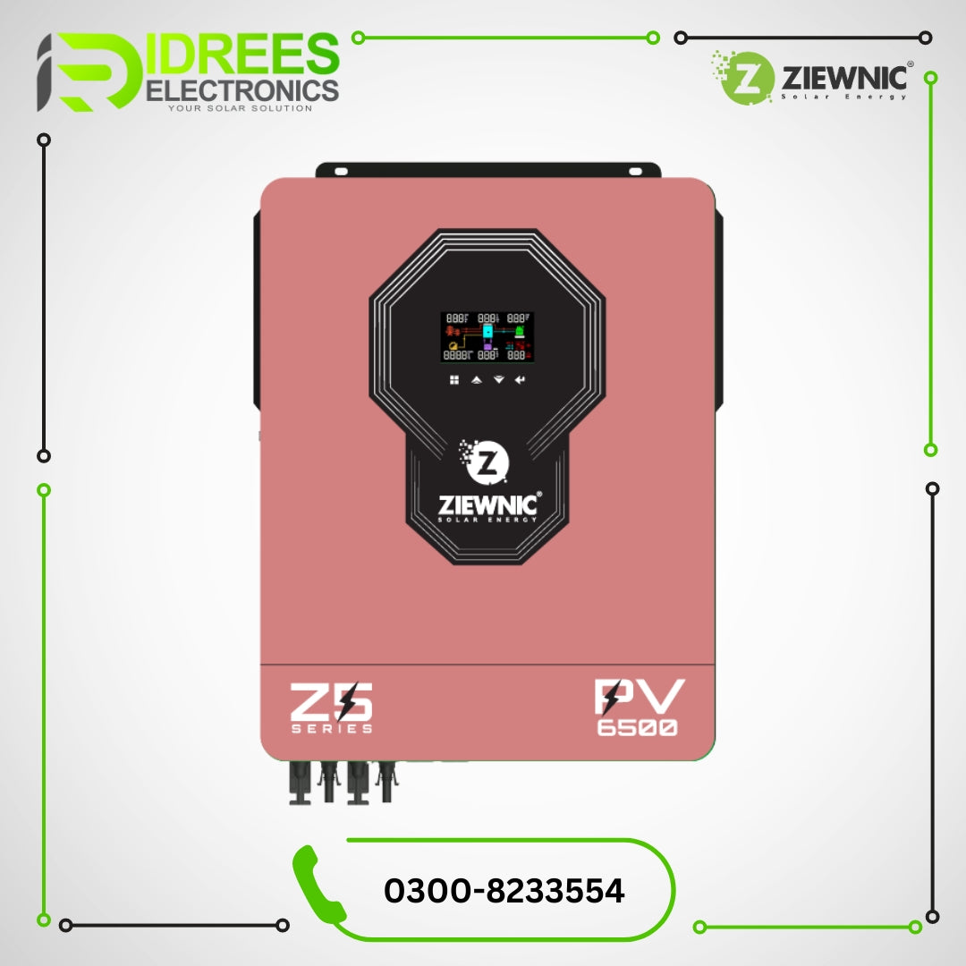 ZIEWNIC Z5 Series Hybrid Inverter 4.5 (KVA) 5G PV6500 ON/OFF/MKS/KS Solar 100% Pure Sine Wave Solar Inverter 5 Years Brand Warranty - Idrees Electronics