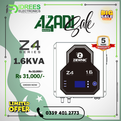 ZIEWNIC Z4 Series Inverter UPS HYBRID SOLAR INVERTER 1.6 (KVA) Simulated Sine Wave Solar Inverter Built-In 60 AMP MPPT 5 Years Brand Warranty - Idrees Electronics