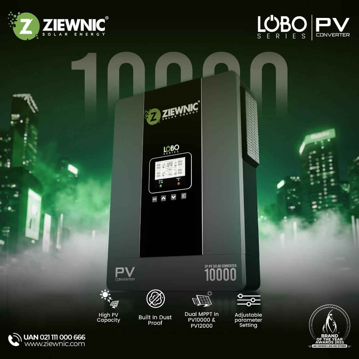 Ziewnic Lobo 7kW PV10000 IP40 Solar Inverter 1 Year Warranty