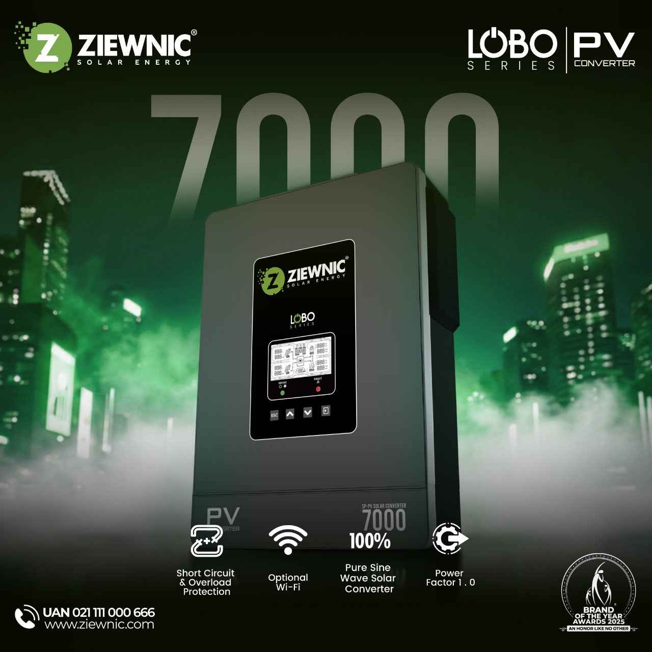 Ziewnic Lobo 5 kW PV7000 IP40 Solar Inverter 1 Year Warranty